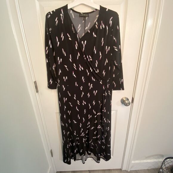Lane Bryant Dress Womens Plus Size 14 16 Lipstick Print Midi - Picture 1 of 6